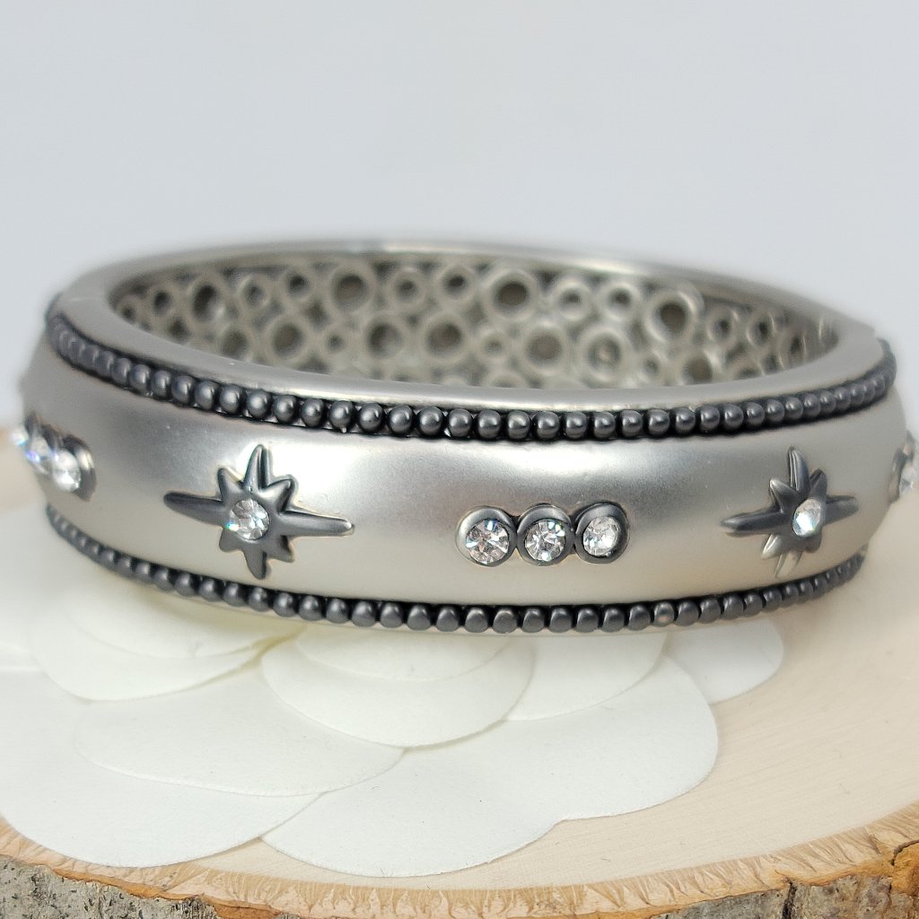 Nwt Art Deco Pave Cz Hinged Magnetic Cuff Bangle